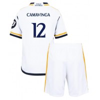 Real Madrid Eduardo Camavinga #12 Hjemmedraktsett Barn 2023-24 Kortermet (+ Korte bukser)